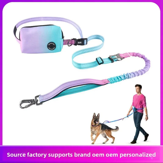 Pet Leash Explosion-Proof Waist Bag Portable Dog Running Reflective Leash