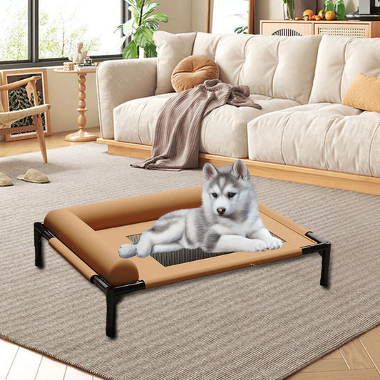Elevated Pet Bed Breathable Mesh Cooling Pet Puppy Sofa Bed Waterproof Dog Cot Outdoor Dog & Cat Sleep Camping Bed with Pillow
