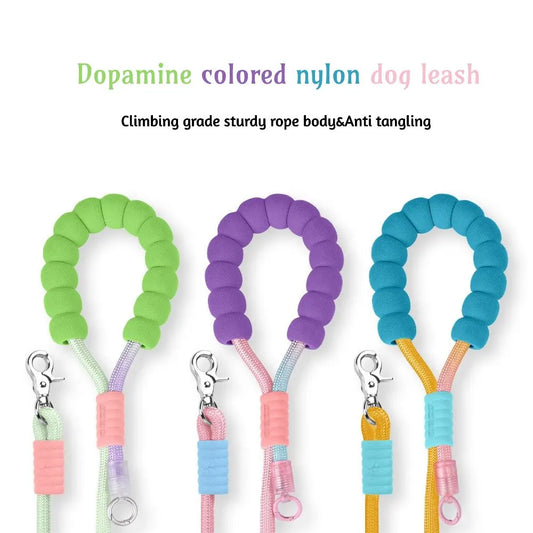 Pro Training Dog Leash 2M Heavy Duty Nylon Ombre Lead with Poop Bag Clip Bubble Foam Handle Reflective Stitching for Large Dogs