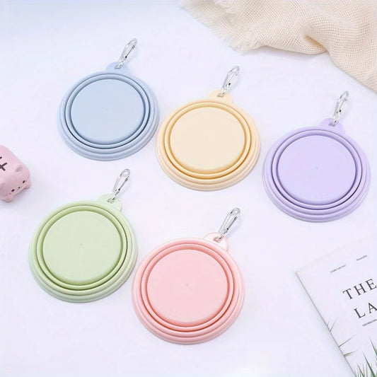 Pet Portable Foldable Bowl for Outdoor, Hanging Pet Drinking Water Feeding Silicone Bowl, Can be Used for Cats and Dogs