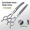 Fenice 7.0 Inch VG10 Steel 3D Gradient Traceless Teeth Pet Curved/Straight Chunker Scissors Bearing Screws Pet Grooming Shears