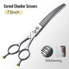 Fenice 7.0 Inch VG10 Steel 3D Gradient Traceless Teeth Pet Curved/Straight Chunker Scissors Bearing Screws Pet Grooming Shears