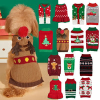 Christmas Pet Sweater for Dogs Cats Gingerbread Man Snowflake Knitted Xmas Jumper, Antler Hoodie with Belt, Warm Festive Costume