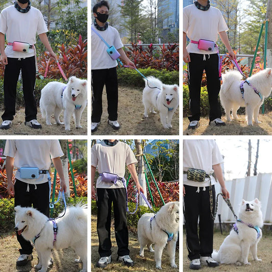 Pet Leash Explosion-Proof Waist Bag Portable Dog Running Reflective Leash