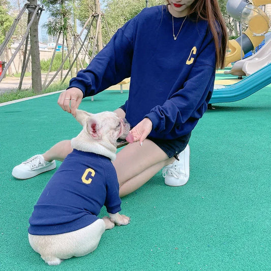 The New  Pet Clothes  Dog Costume Embroidery Crew Neck Parent-child Wear Spring and Autumn Pure Cotton Three Colors Seven Sizes