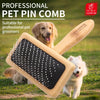 Fenice Wooden Dogs and Cats Slicker Brush for Removing Mats Tangles and Loose Hair Pet Grooming Comb for Long or Short Hair Dogs
