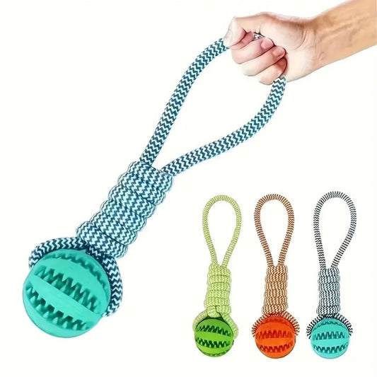 Durable Braided Rope Pet Chew Toy Ball - Dental Cleaning & Treat Dispenser, Fetch & Tug Play for Small/Medium Dogs